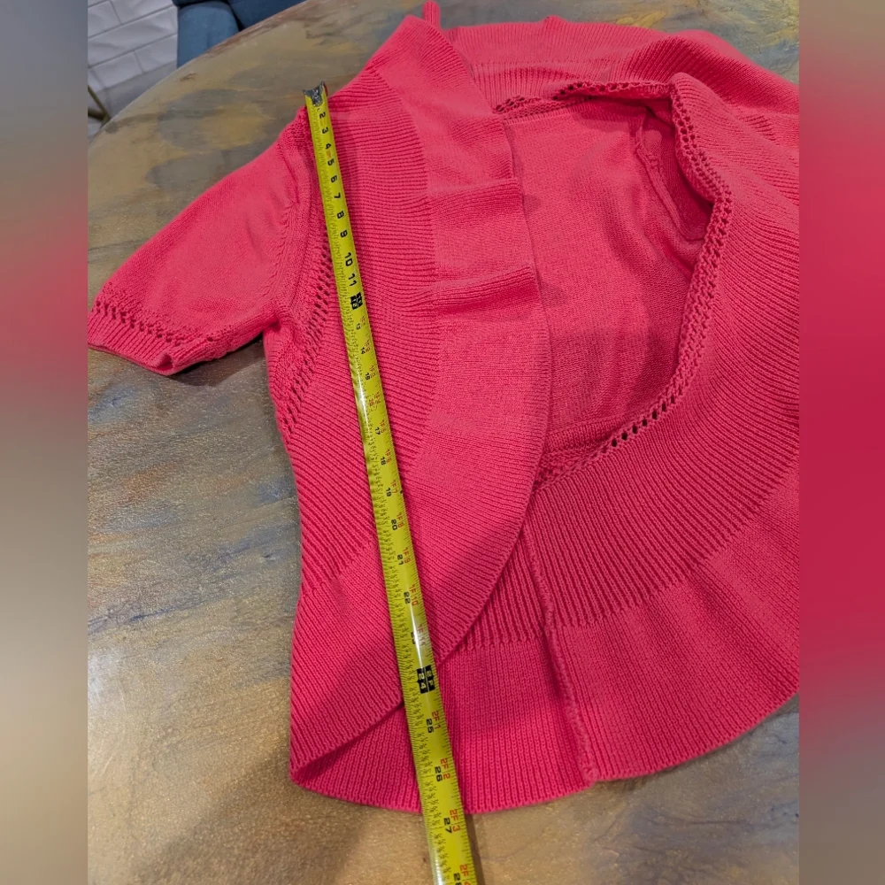 Grace Elements Pink Women's Shrug Cardigan Open Front Crochet Size XL Cotton